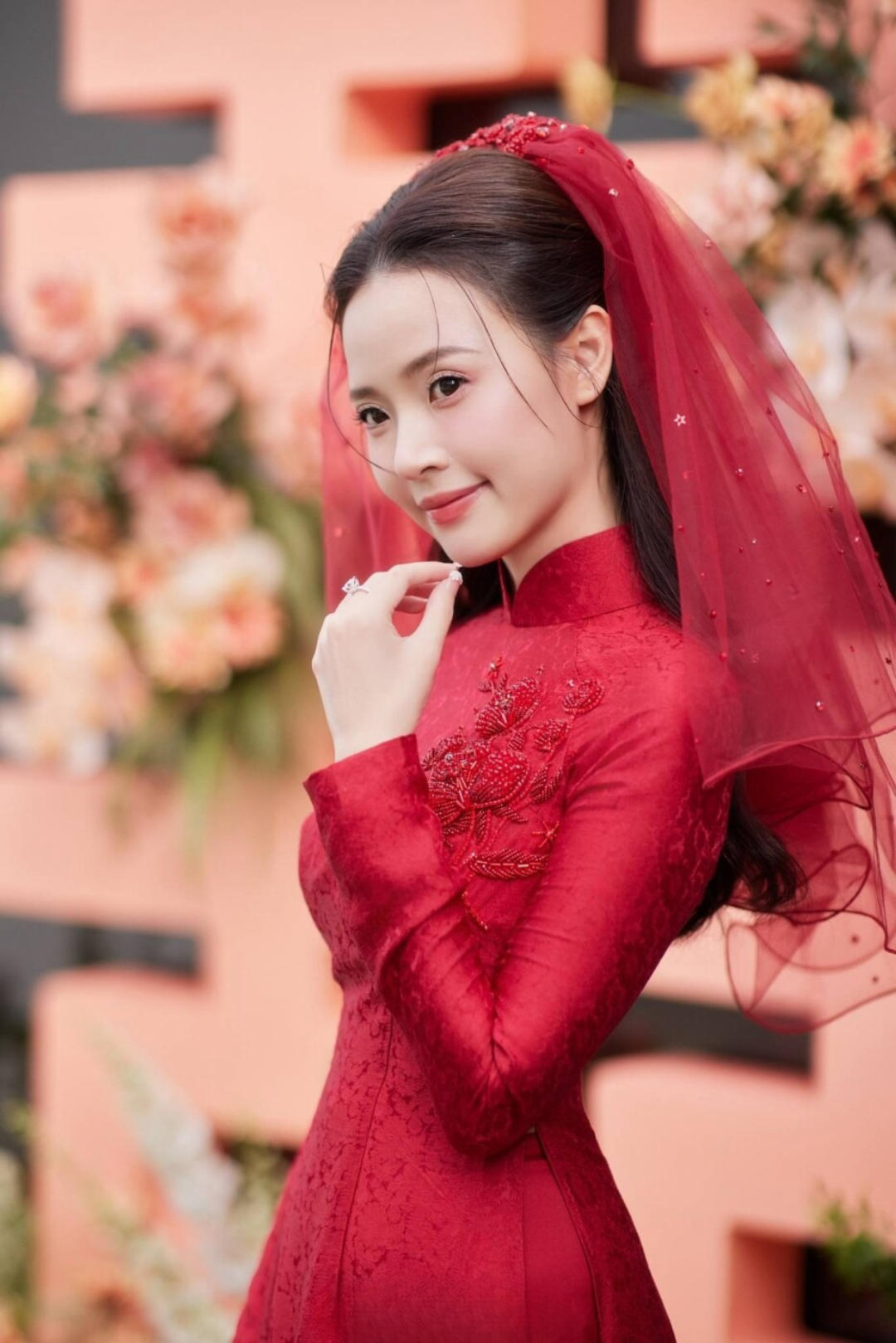 ao dai an hoi mau do 2